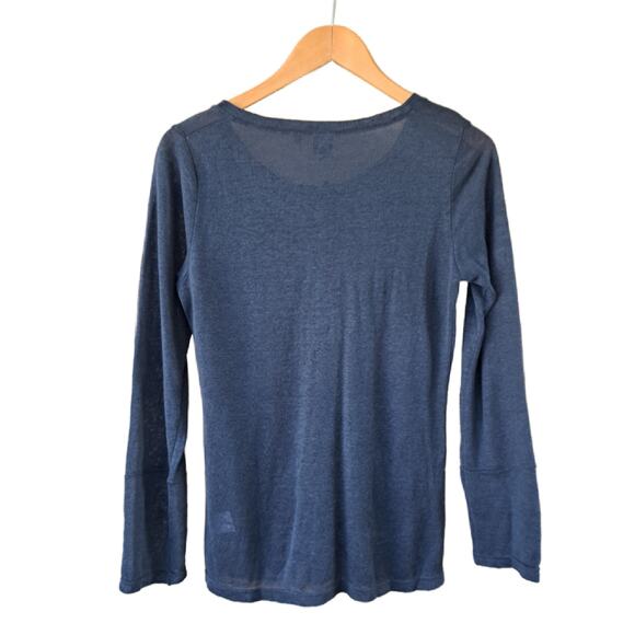 B.Chyll Linen Knit Henley Top Lightweight Sweater Small Marine Blue - Picture 6 of 7